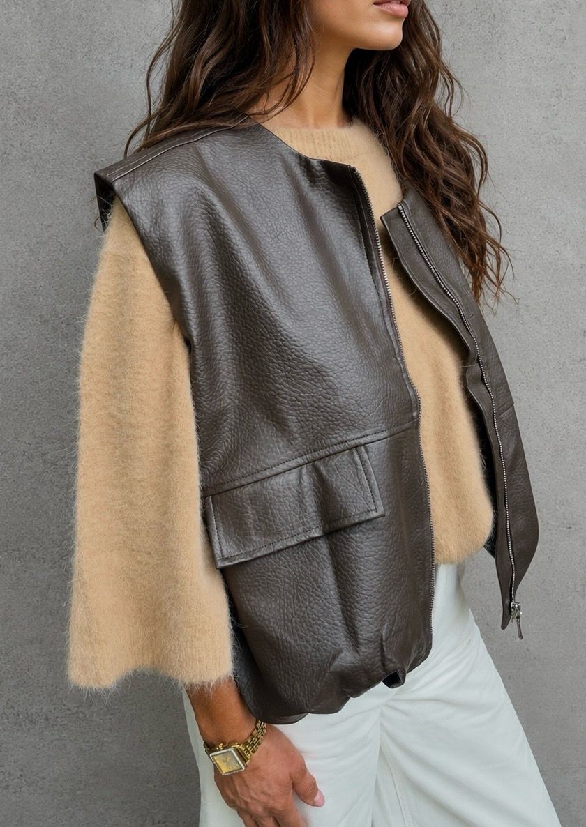 Leatherlook bomber brown