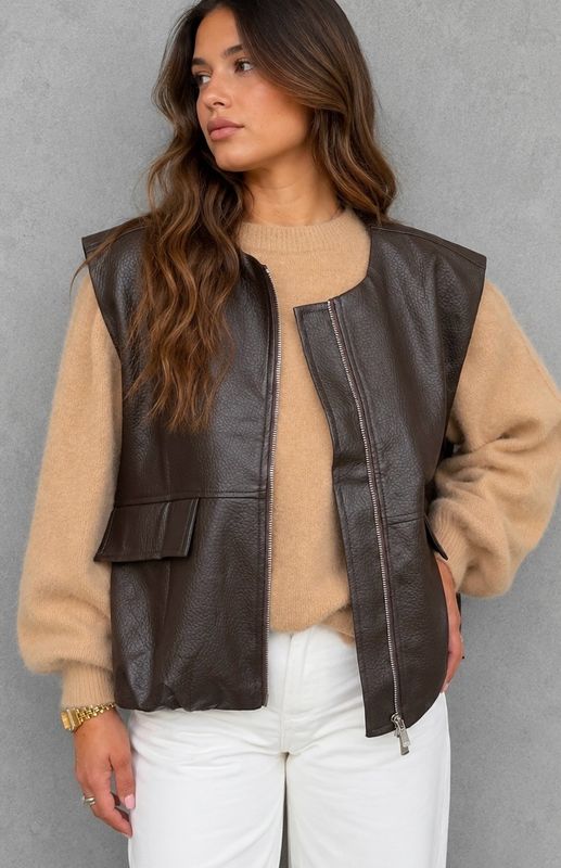 Leatherlook bomber brown