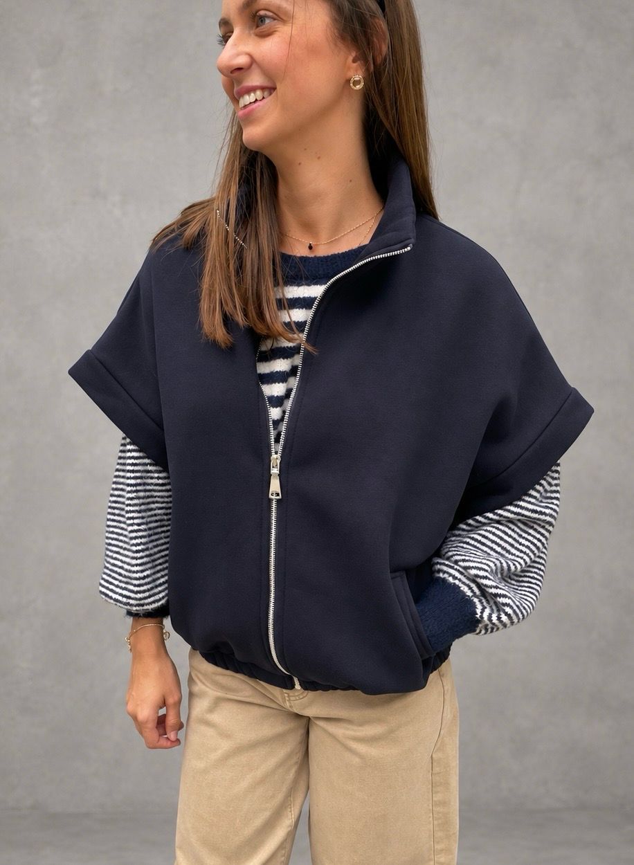 Fabens zip vest navy