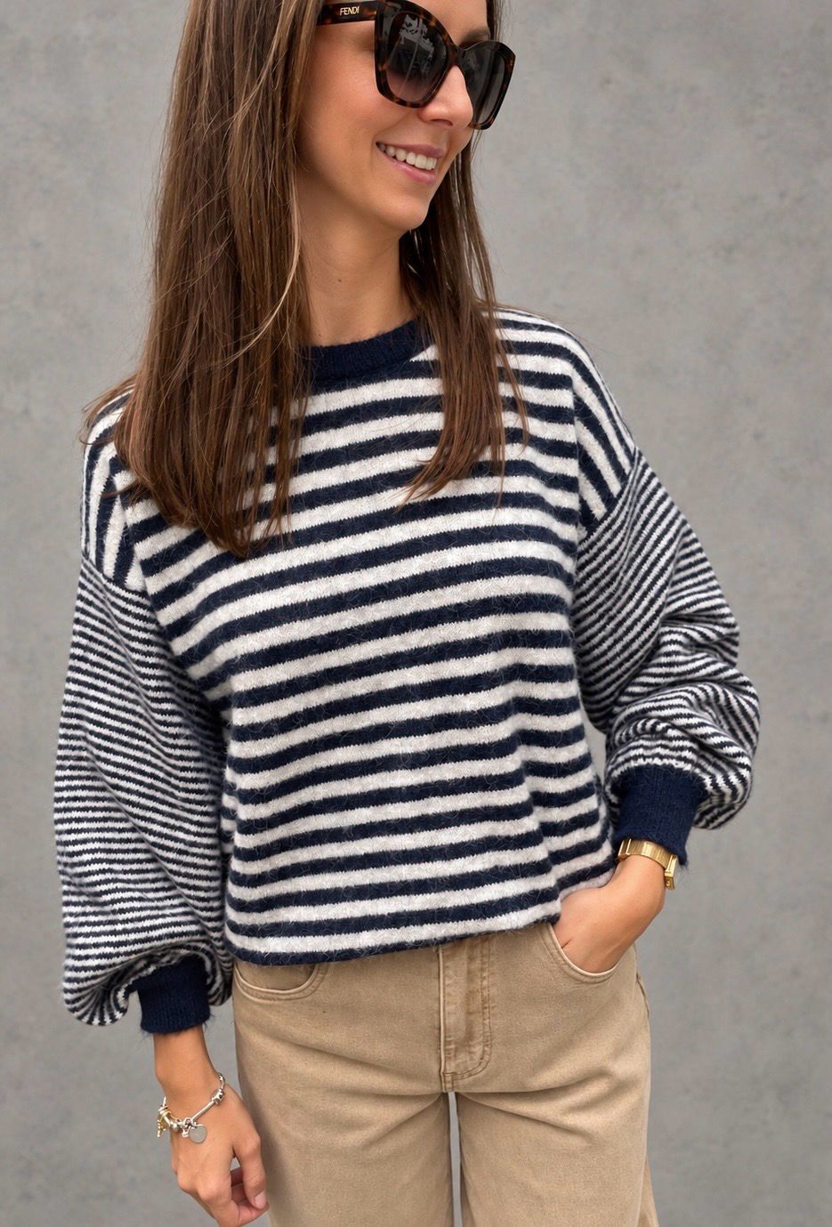 Striped bliss knit navy