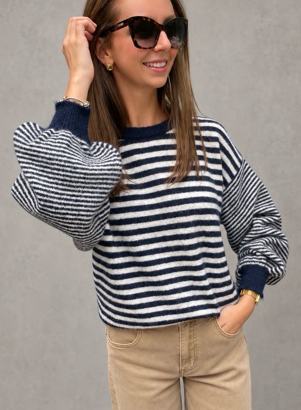 Striped bliss knit navy