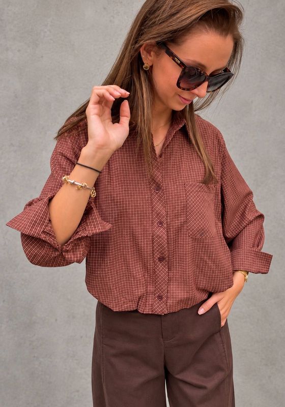 Checked puffed shirt