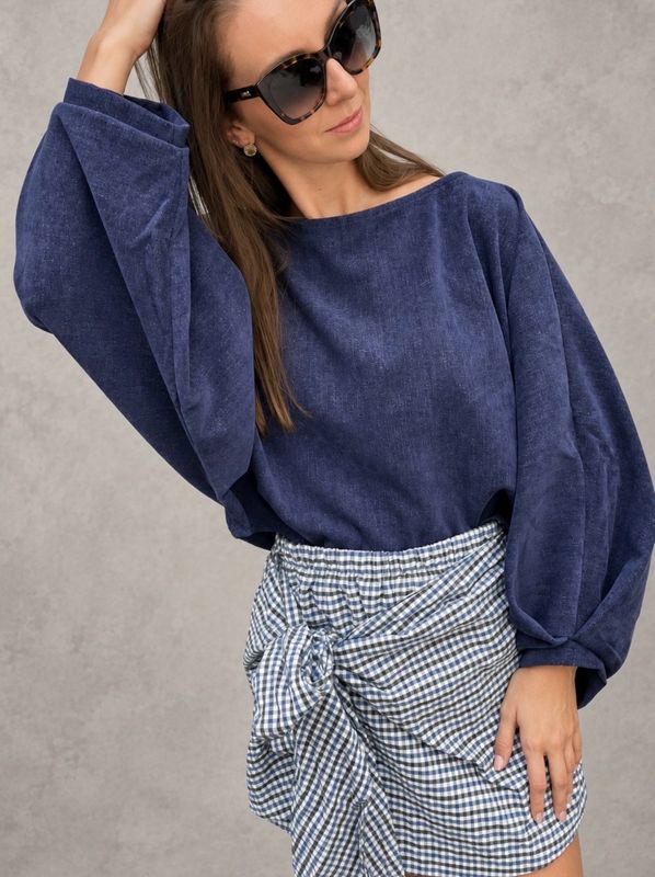 Velvet balloon sweater navy