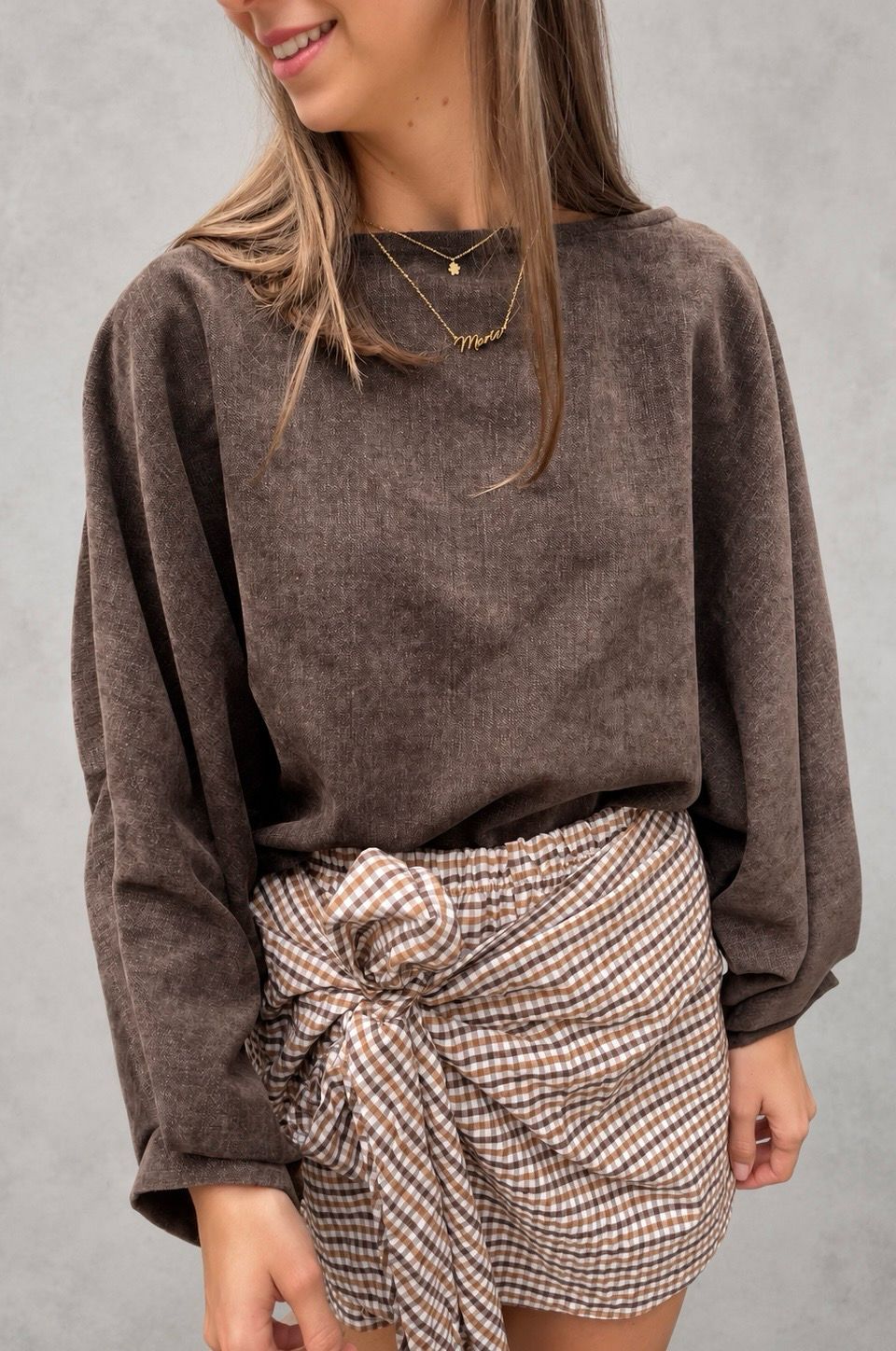 Velvet balloon sweater brown