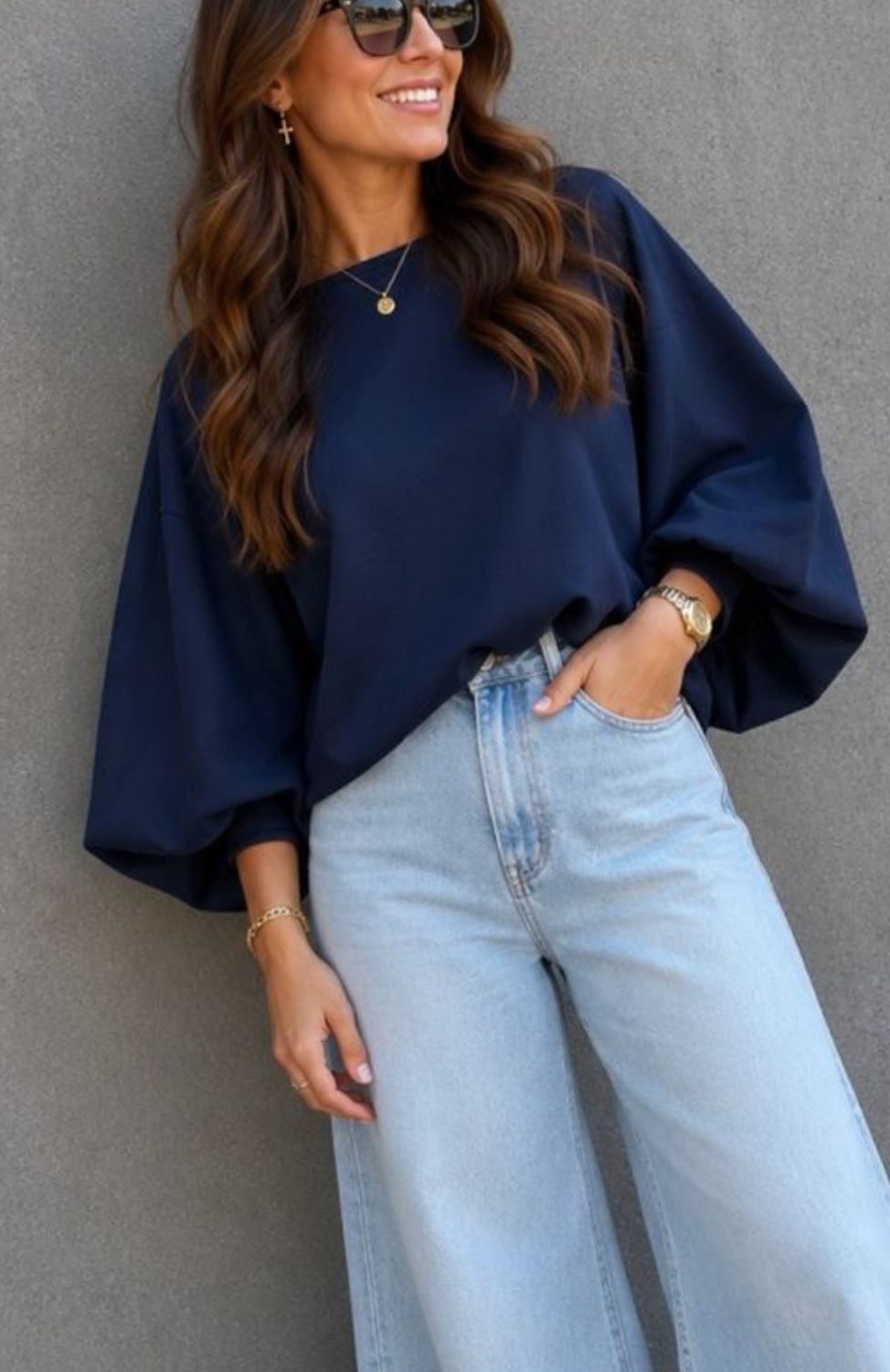 Balloon sweater navy