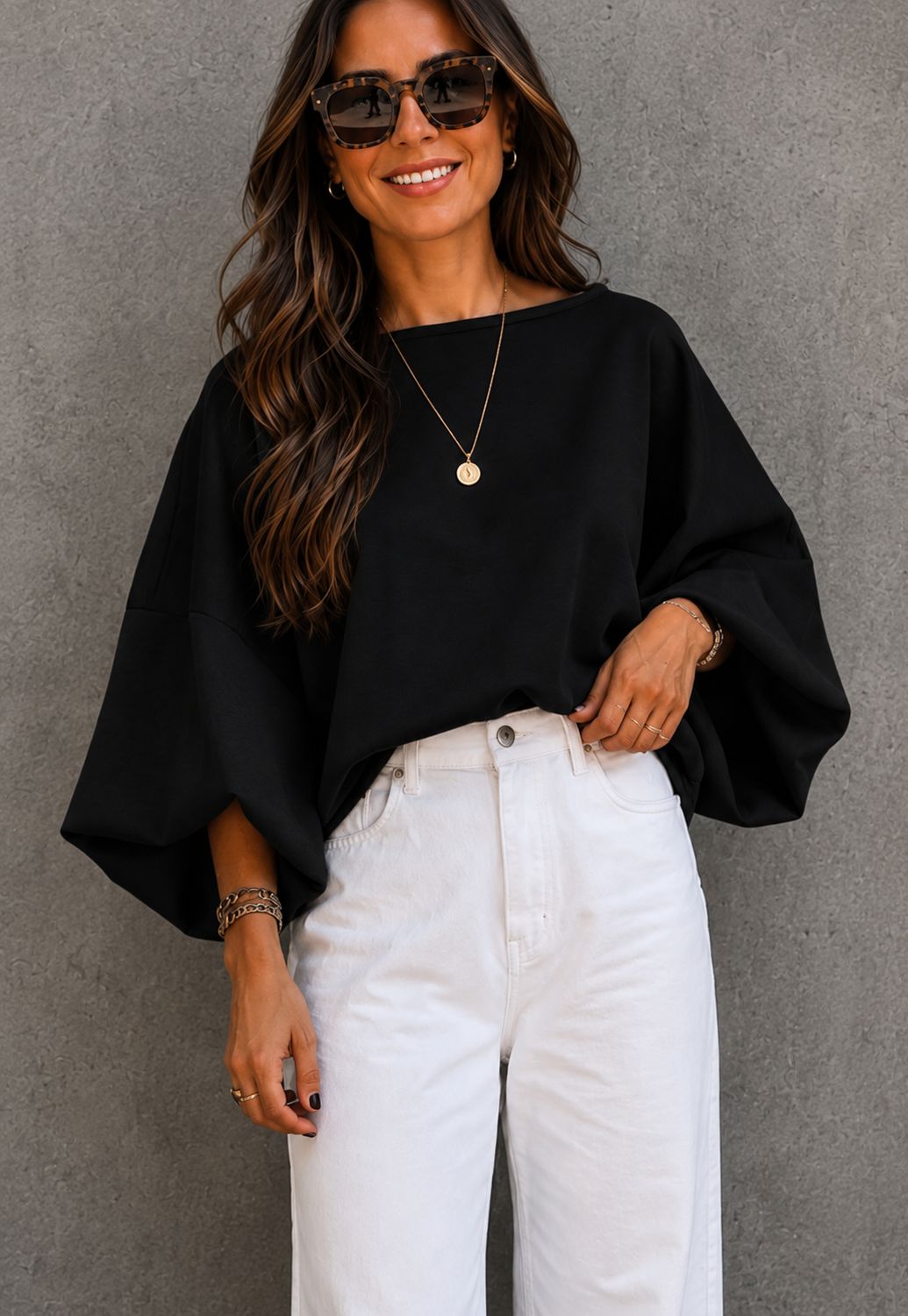 Balloon sweater zwart