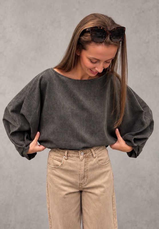 Velvet balloon sweater kaki