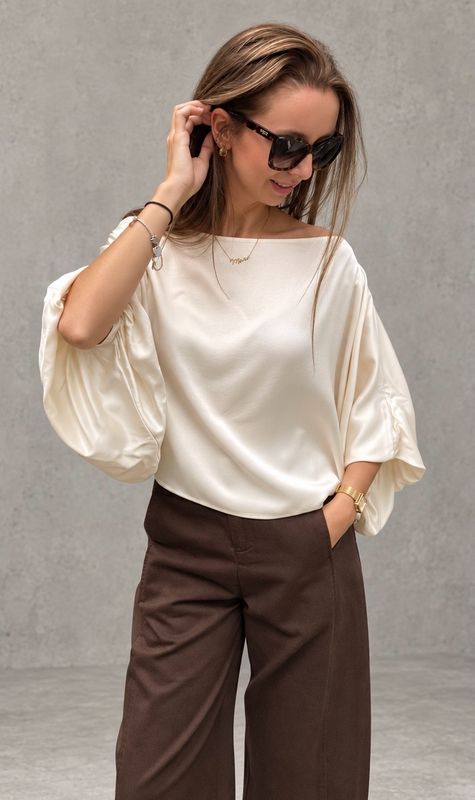 satin balloon top ecru