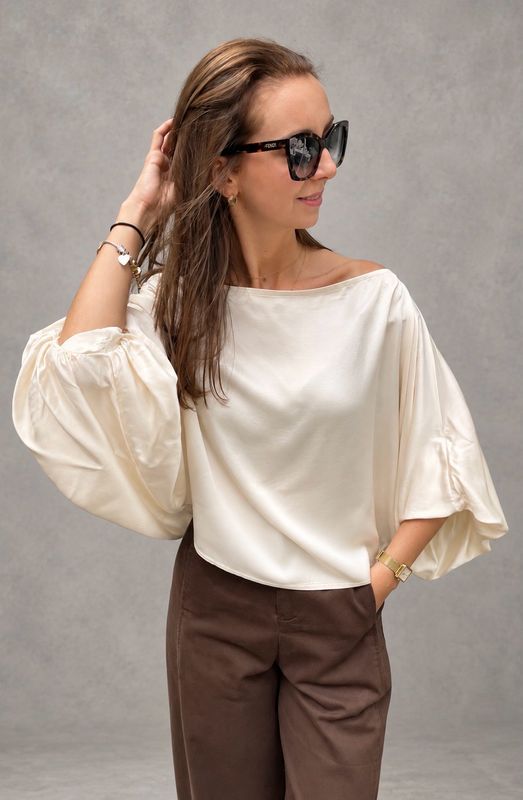 satin balloon top ecru