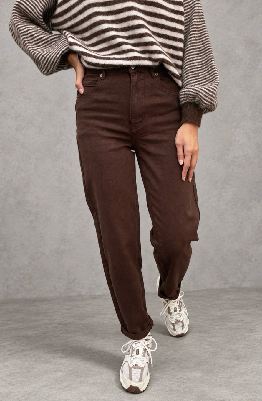 Mom denim brown
