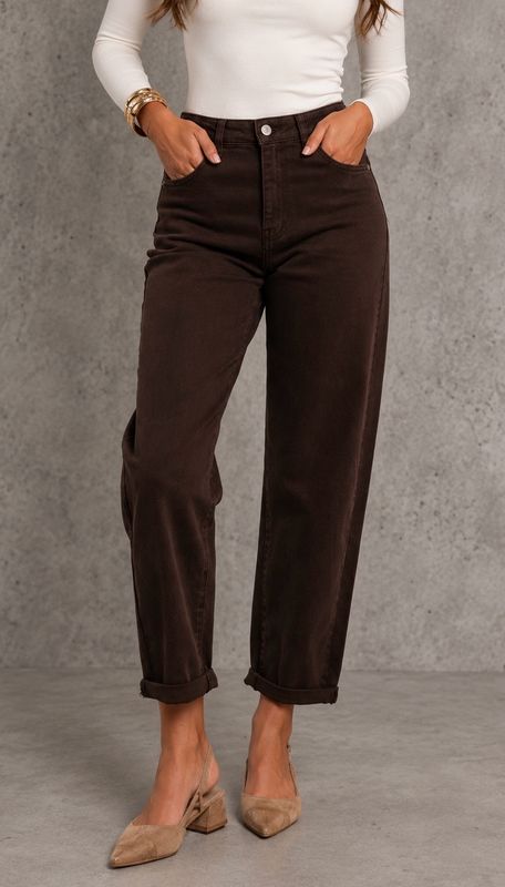 Mom denim brown
