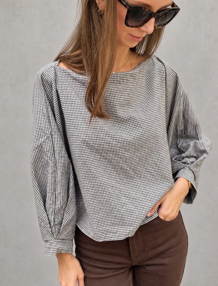 Vichy balloon top brown