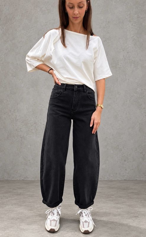 Balloon stretch denim black