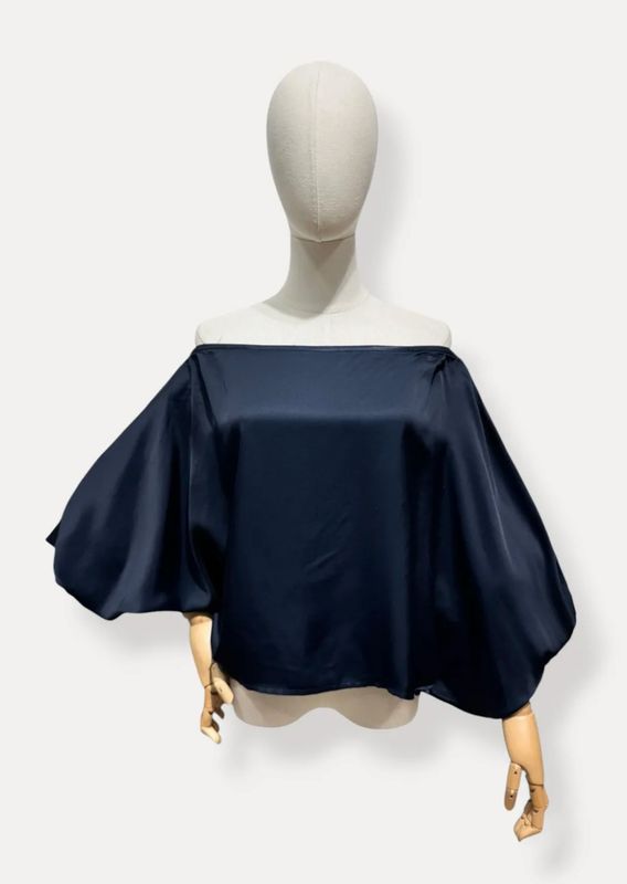 satin balloon top navy