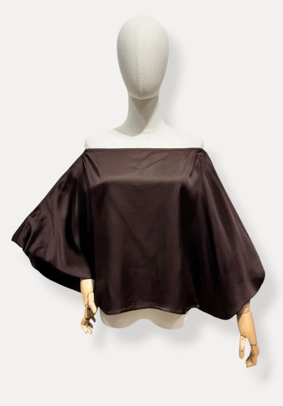 satin balloon top brown