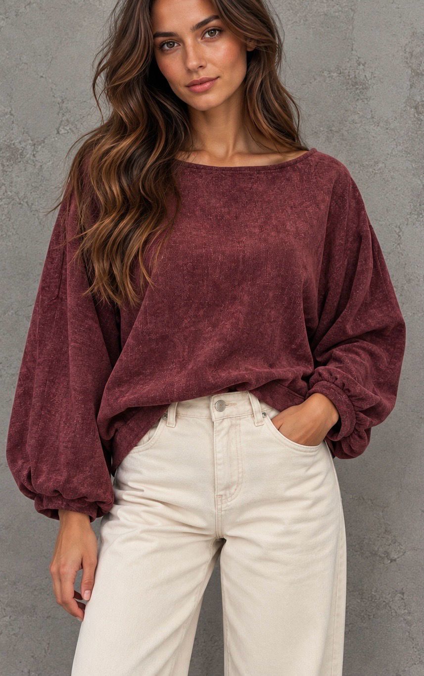 Velvet balloon sweater burgundy