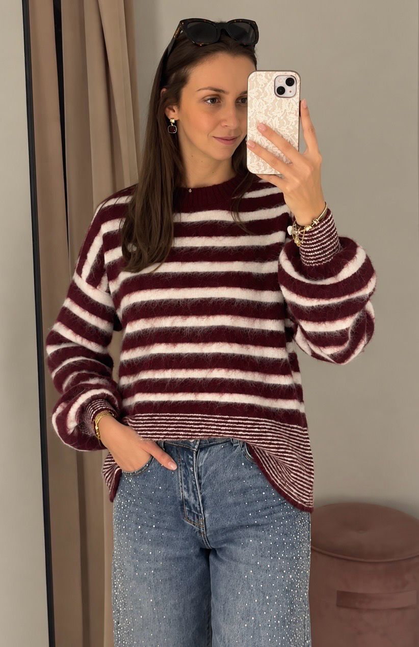 Cody striped sweater burgundy