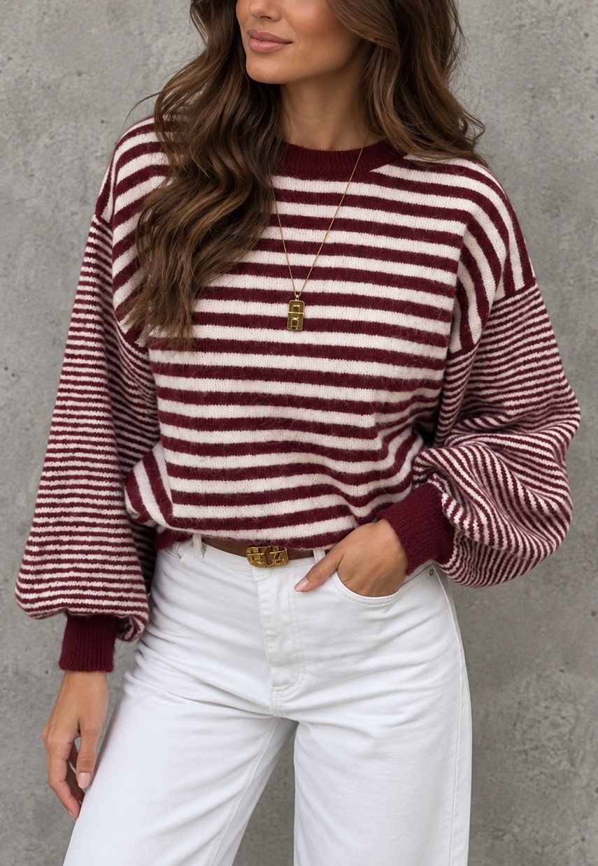 Striped bliss knit burgundy