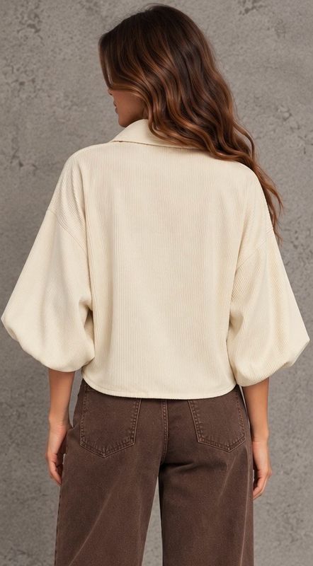 Corduroy balloon shirt ecru