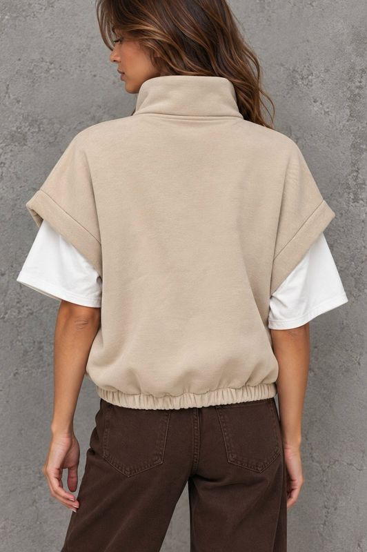 Fabens zip vest beige