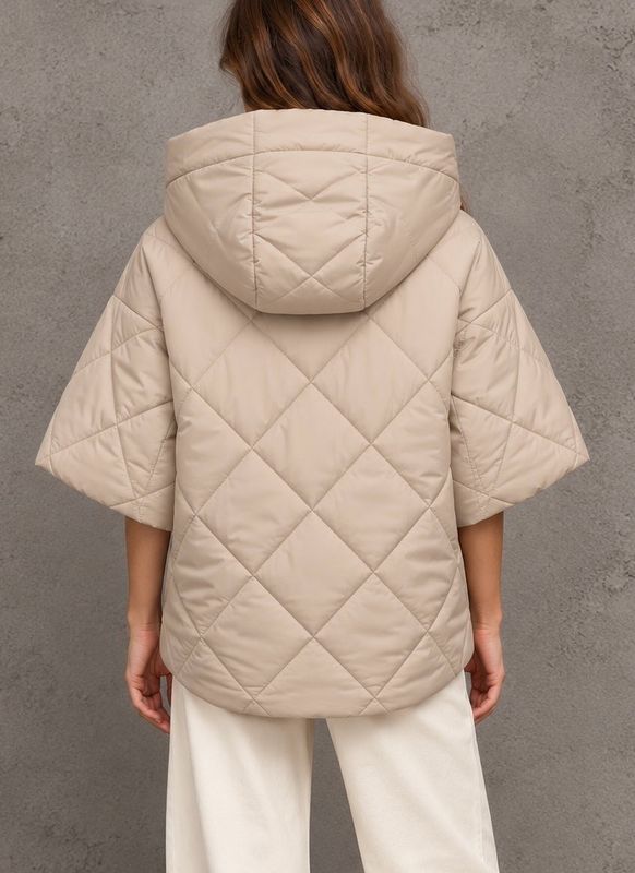 Quilted cape vest beige