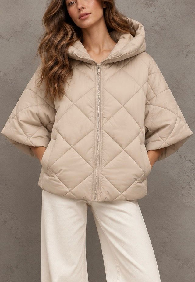 Quilted cape vest beige