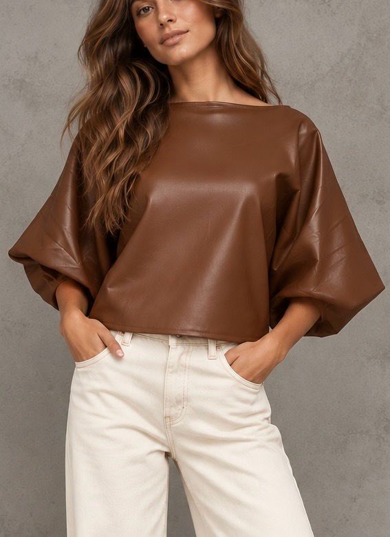 Leatherlook balloon top camel