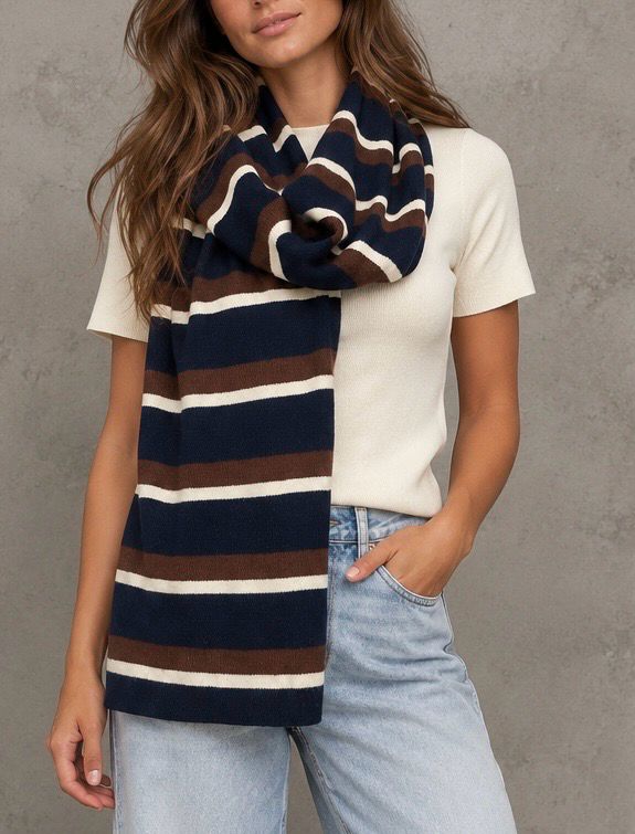 Striped scarf navy