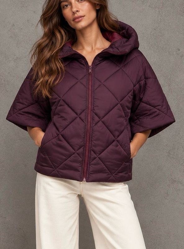 Quilted cape vest burgundy