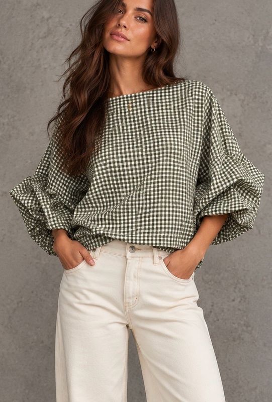 Checked shirt kaki