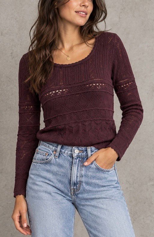 Ajour knit aubergine