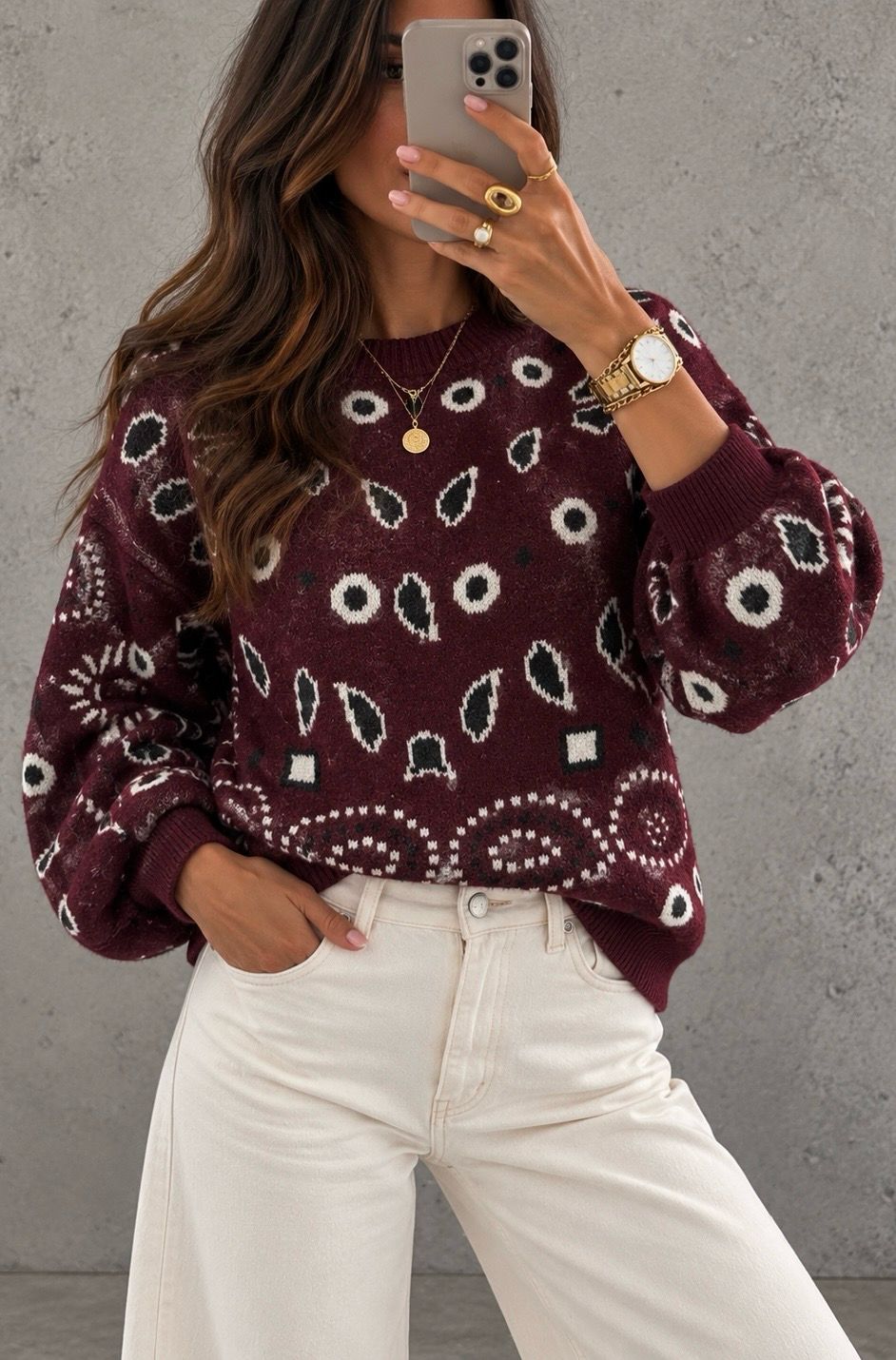 Bandana knit burgundy