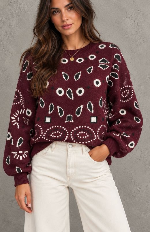 Bandana knit burgundy