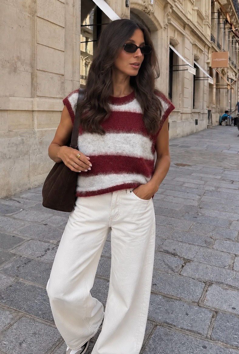 Sl striped debardeur grey burgundy