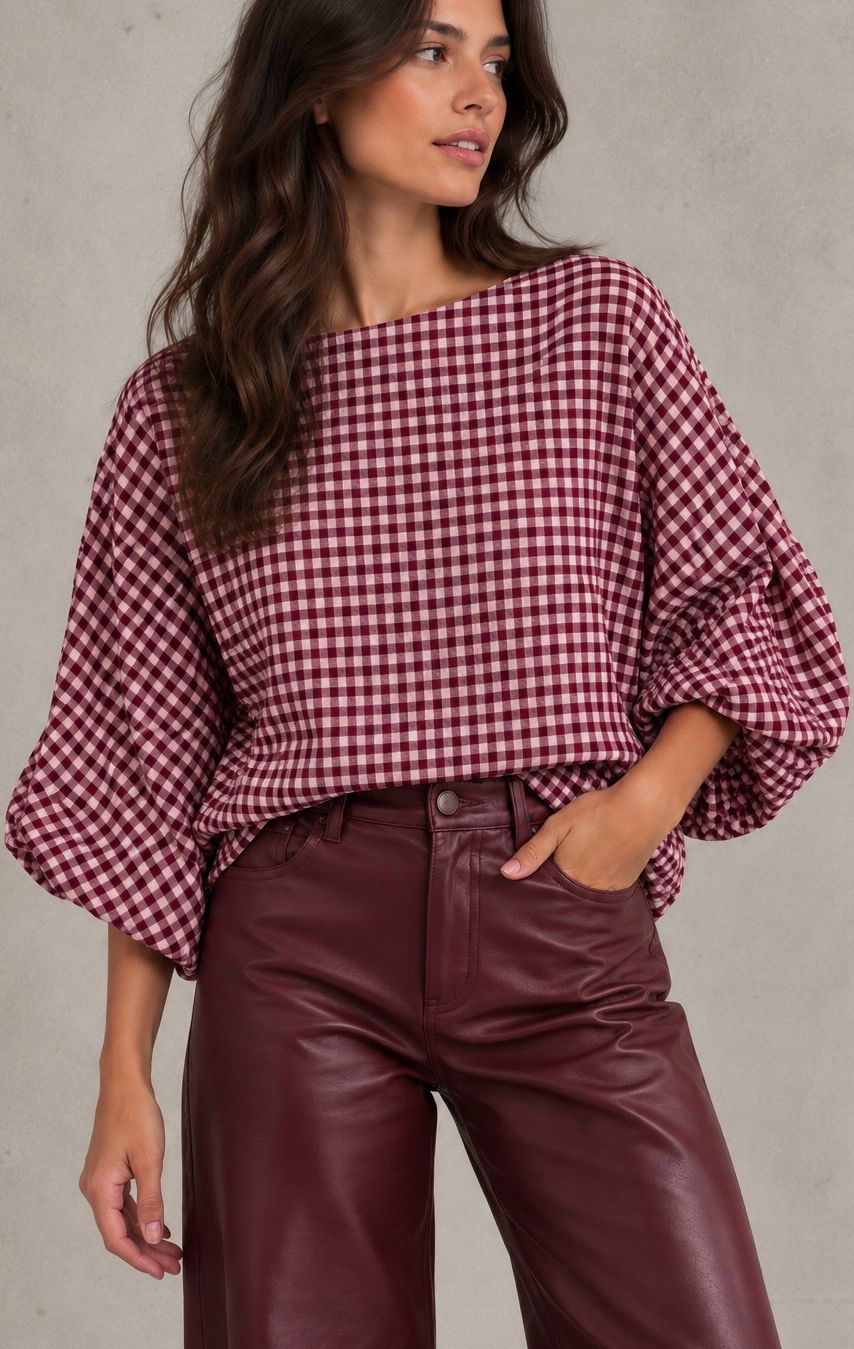 Checked shirt pink burgundy