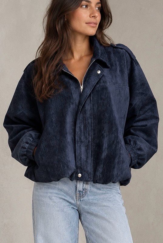 Velvet bomber vest navy