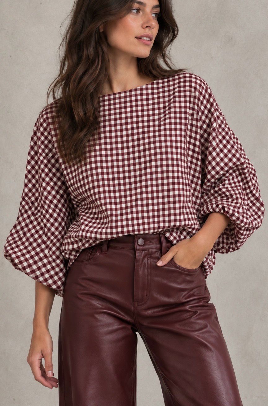 Checked shirt burgundy