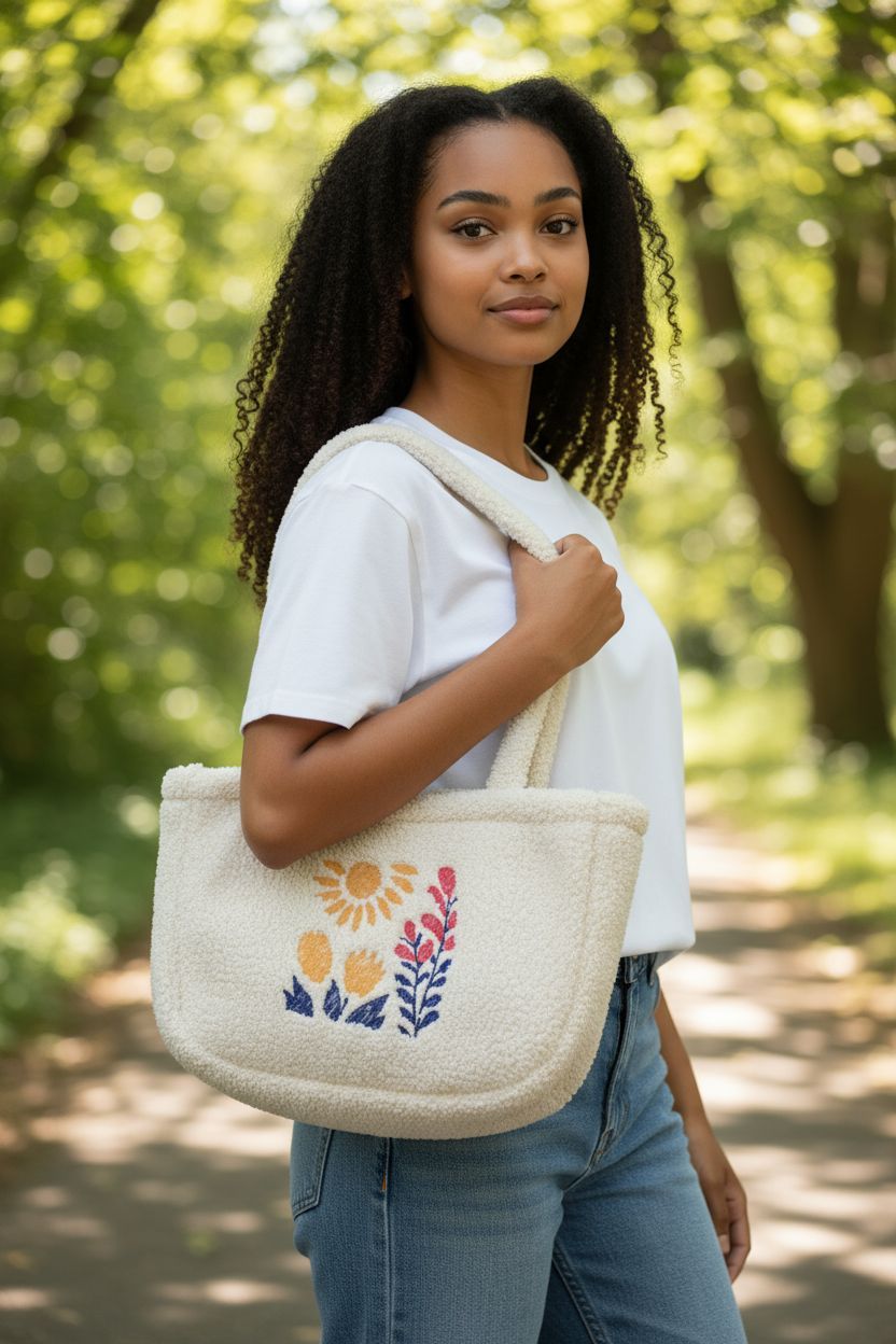 Torebka kremowa baranek