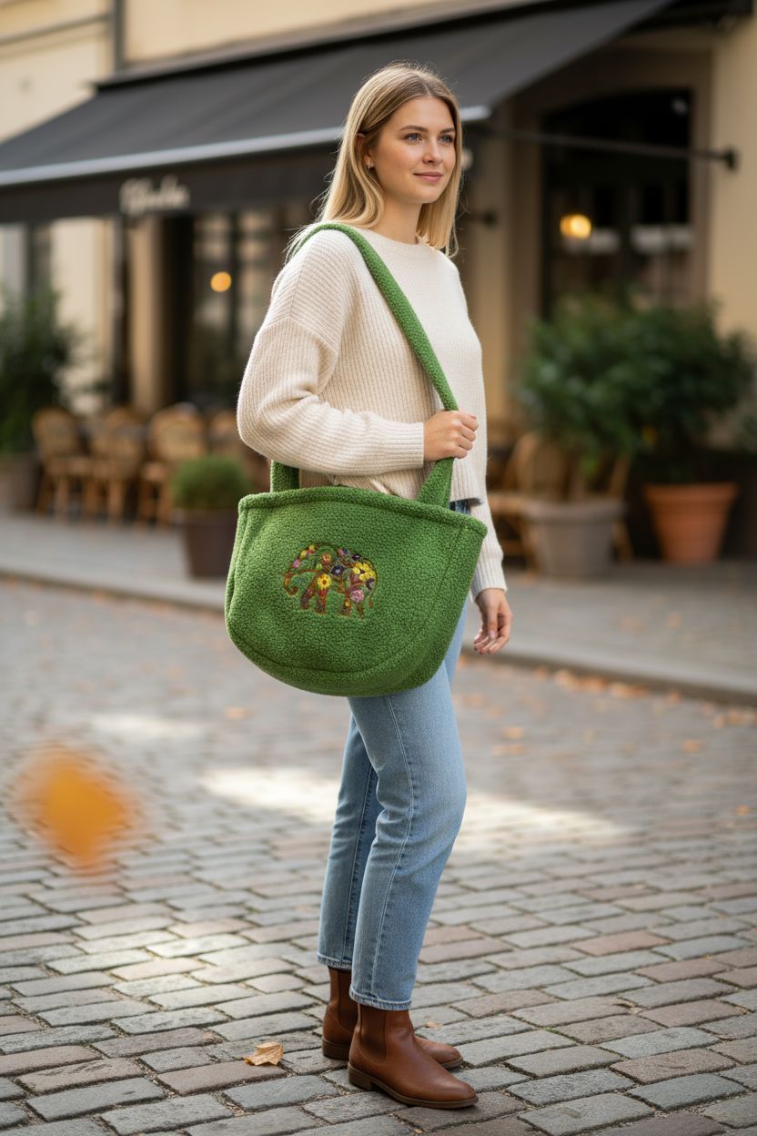 Torebka zielona baranek