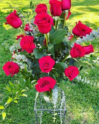 Two Dozen Roses Vase Arranged by Twigs Floral Design
