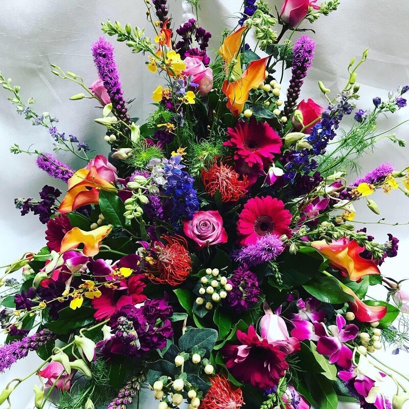 Vivid Hues Traditional Urn by Twigs Floral Design