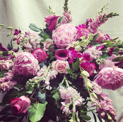 Pink Grace Casket Spray by Twigs Floral Design