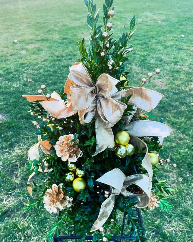 Gold Boxwood Tree by Twigs Floral Design