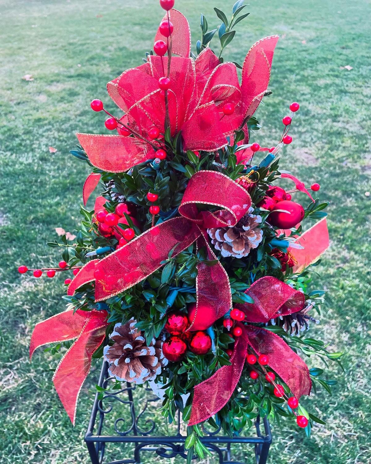 Red Boxwood Tree by Twigs Floral Design