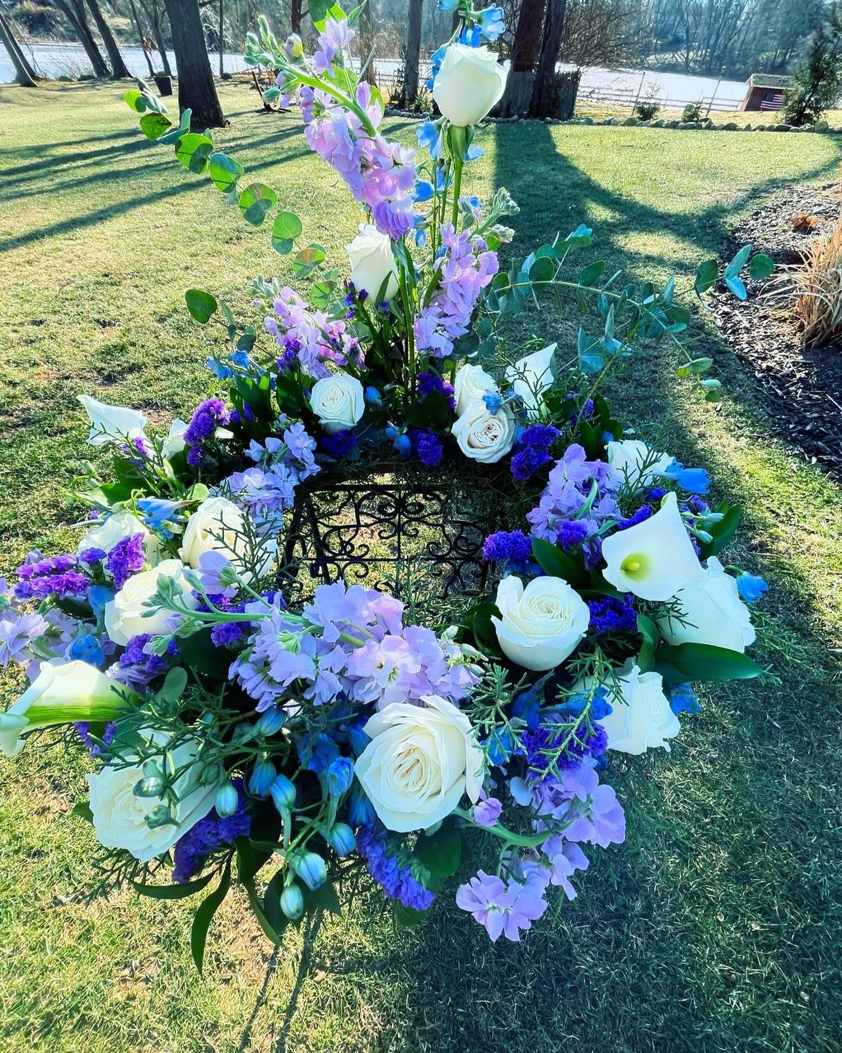 Purple and Blue Wreath by Twigs Floral Design