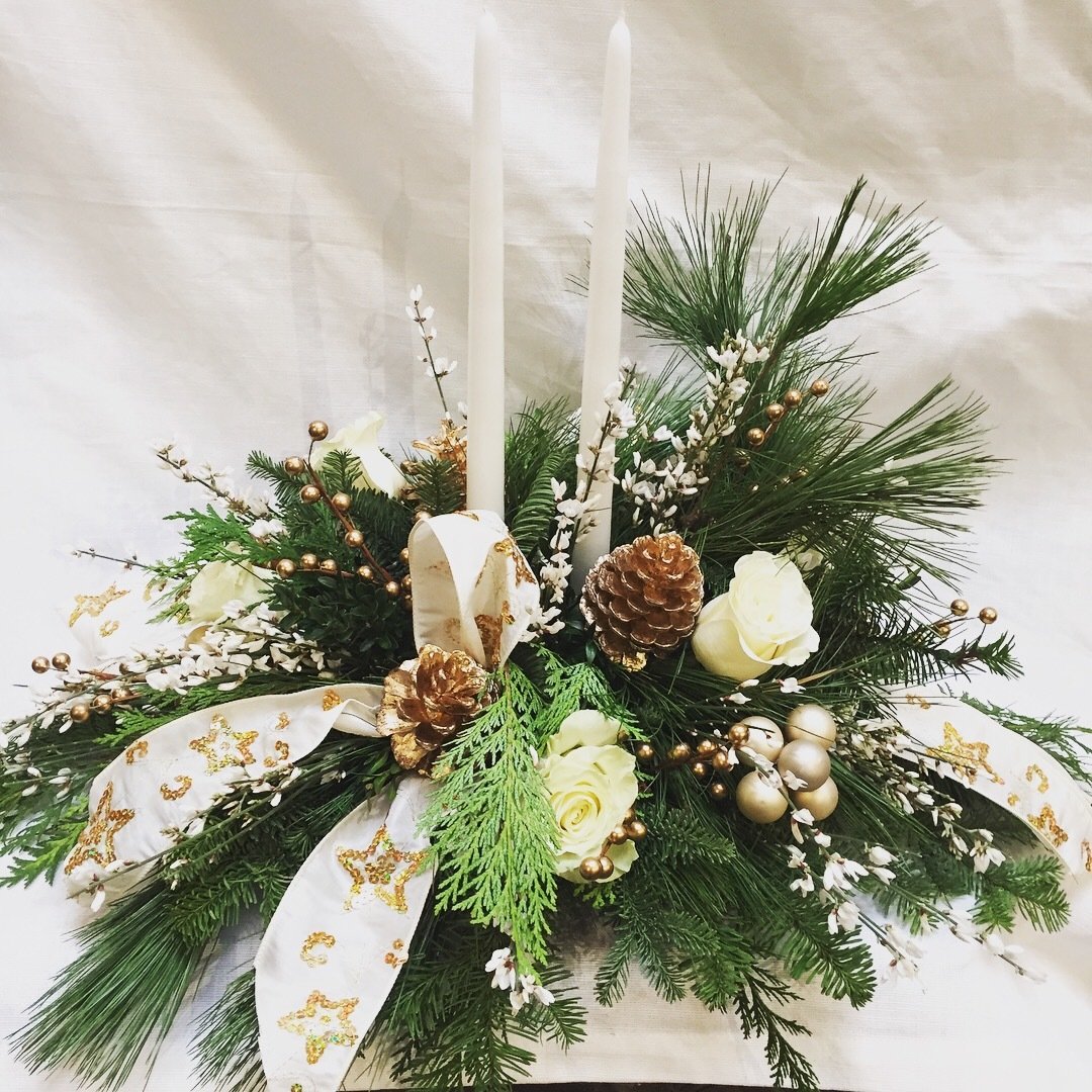 White Elegance Christmas Centerpiece by Twigs Florist