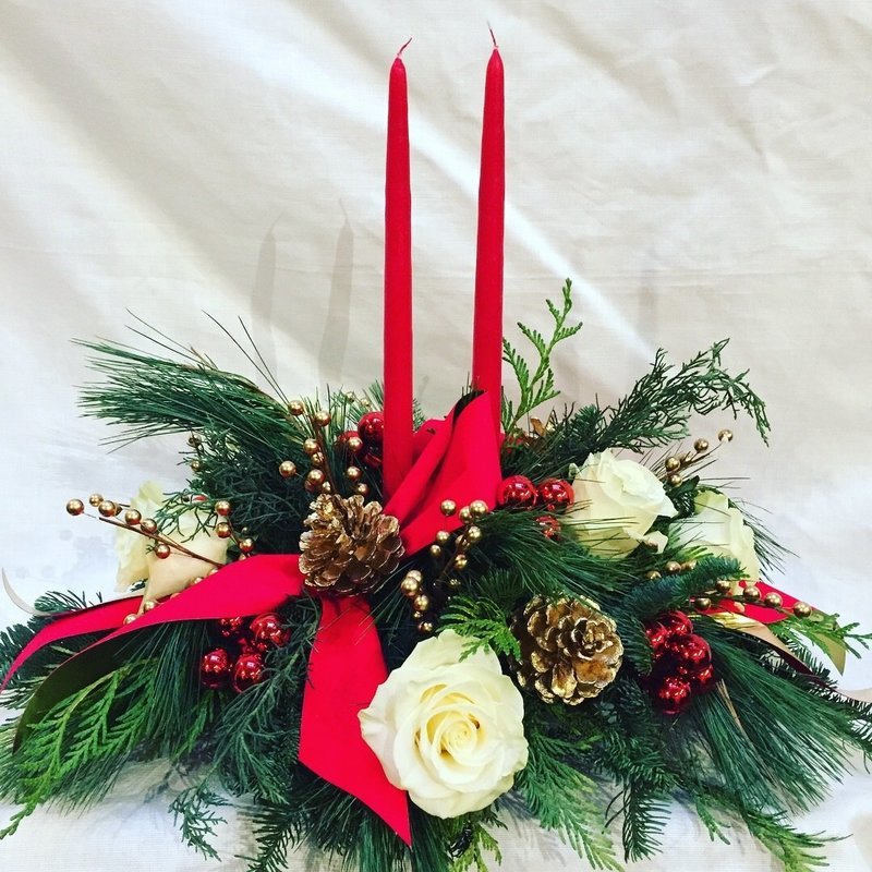 Christmas Traditions Centerpiece by Twigs Floral Design