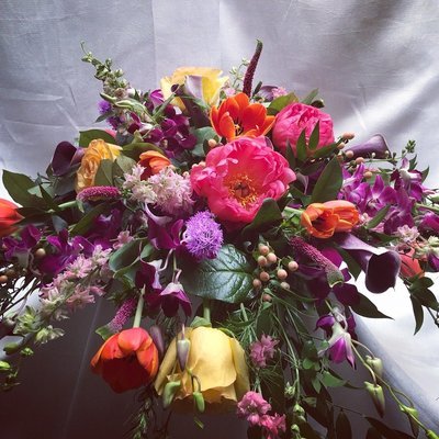 Colorful Casket Spray by Twigs Floral Design