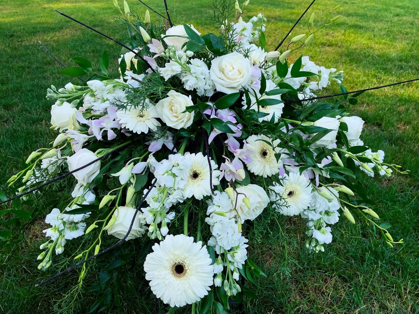Woodland White - Casket Spray by Twigs Floral Design