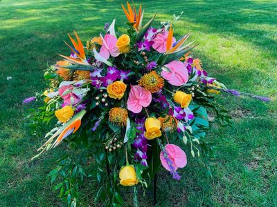 Tropique Casket Spray by Twigs Floral Design